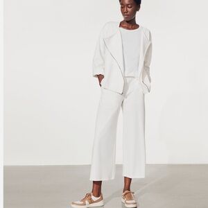 NWT Eileen Fisher Flex Tencel Ponte Round Neck Angled ZipUp